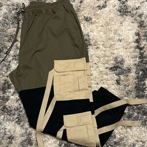 Fashion Nova Olive and Beige Joggers